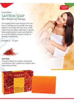 VAADI HERBALS Vaadi Herbals Luxurious Saffron Soap, Skin Whitening Therapy, 75g  - Image 3