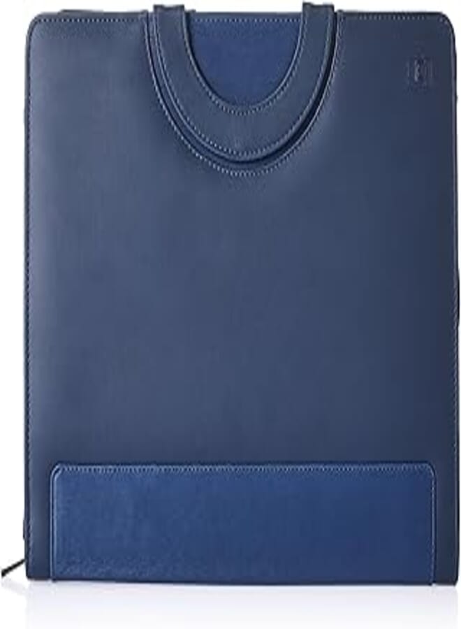 Dragon Dragon Leather File Hand Bag With Classic Design And Inside Pocket For Laptop And Tablets Protection 14 Inch - Navy 