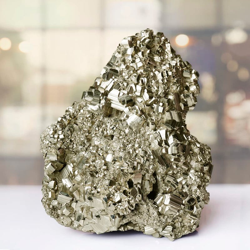 9Dzine 9Dzine Pyrite Cluster Stone from Peru Pyrite Stone Original Golden Pyrite Crystal Raw Stone 510 Grams Pyrite Raw Cluster Stone for Wealth Attracts Business Dcor Luck Gold - Image 3