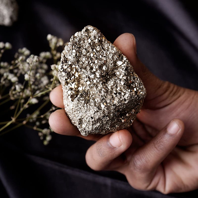 9Dzine 9Dzine Pyrite Cluster Stone from Peru Pyrite Stone Original Golden Pyrite Crystal Raw Stone 510 Grams Pyrite Raw Cluster Stone for Wealth Attracts Business Dcor Luck Gold - Image 5