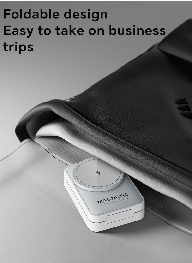 ecomax - 【Magnetic 3in1 Foldable Wireless Charger For IPhone】【Middle Level】Travel Magnetic Charger Station, Nightlight, Foldable, Wireless Charging; Compatible with Magsafe Charger&iPhone 16/15/14/13&Apple Watch&AirPods - Image 1