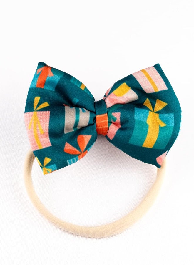 Arendelle Christmas Gift Print Green Bow Headband for Babies [AHA378] - Image 3