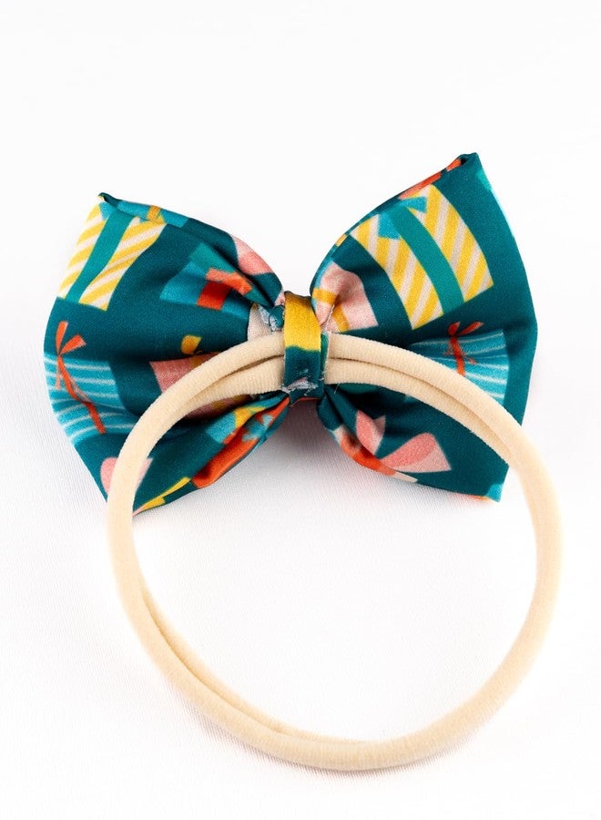 Arendelle Christmas Gift Print Green Bow Headband for Babies [AHA378] - Image 4