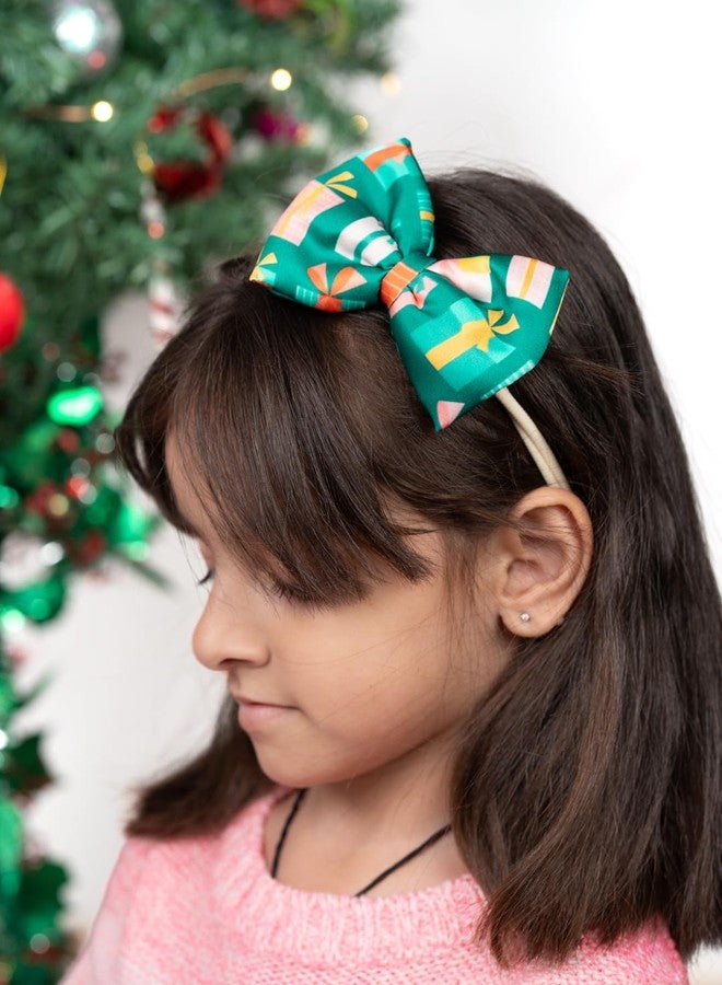Arendelle Christmas Gift Print Green Bow Headband for Babies [AHA378] - Image 2