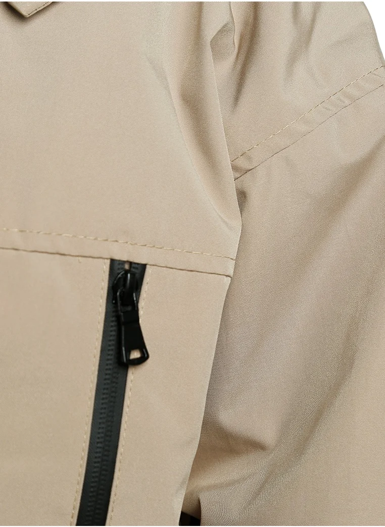 London Rag Drawstring Cropped Woven Jacket in Khaki