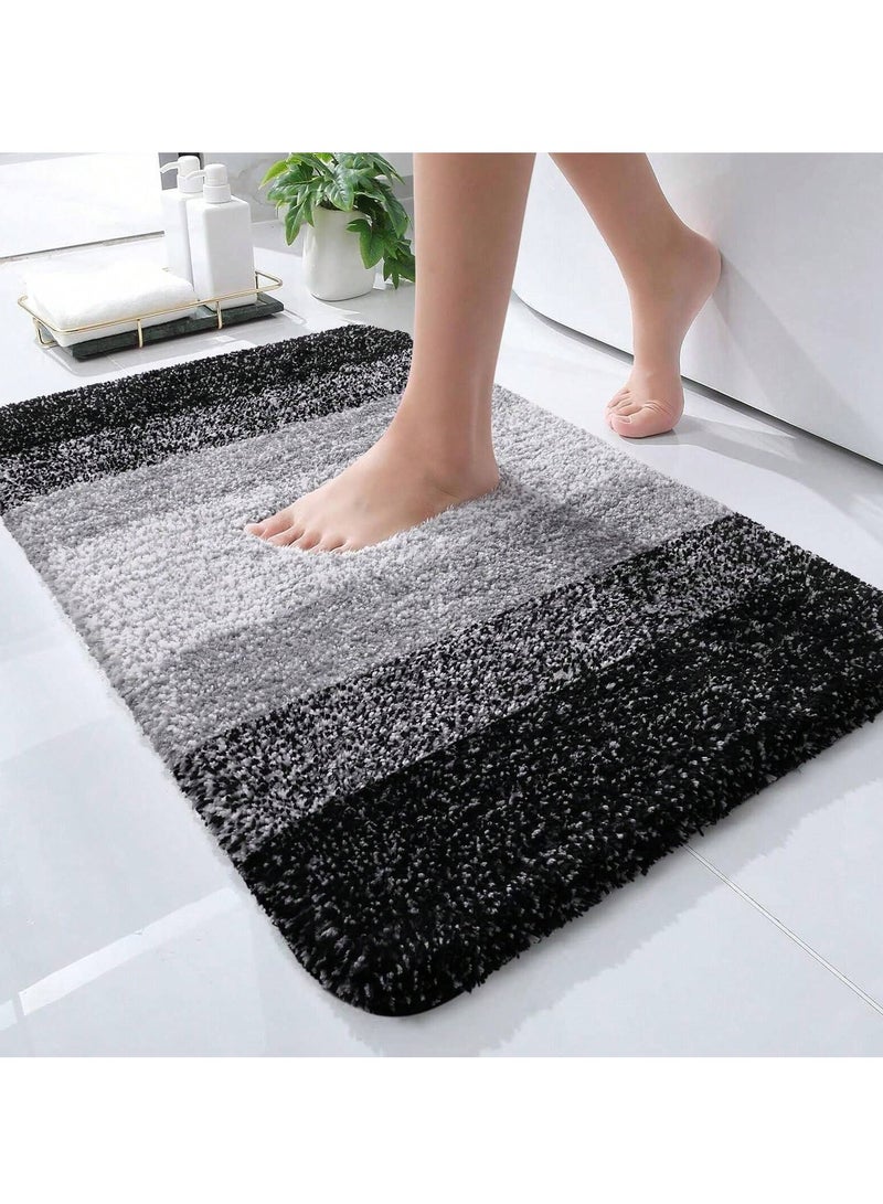 TYCOM Bathroom Rugs Bath Mat 51x76cm Non-Slip Fluffy Soft Plush Microfiber Shower Carpet Rug Machine Washable Quick Dry Ultra Bath Mats for Tub Bathroom and Shower Black.  - Image 1