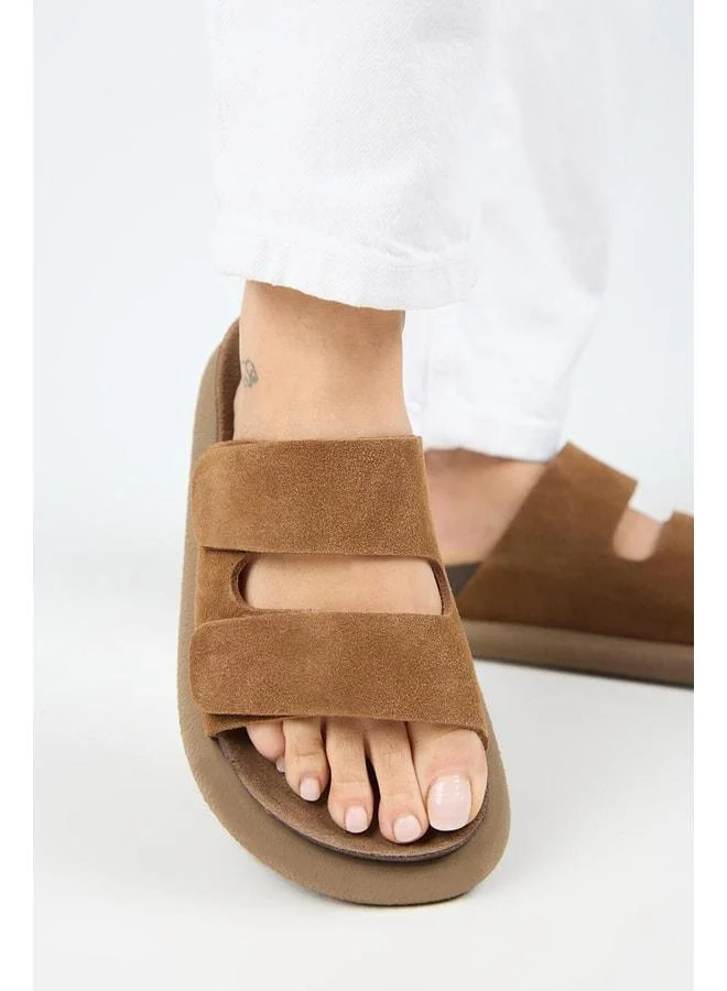 Lillo Women's Genuine Leather Double strap Taba Slippers.