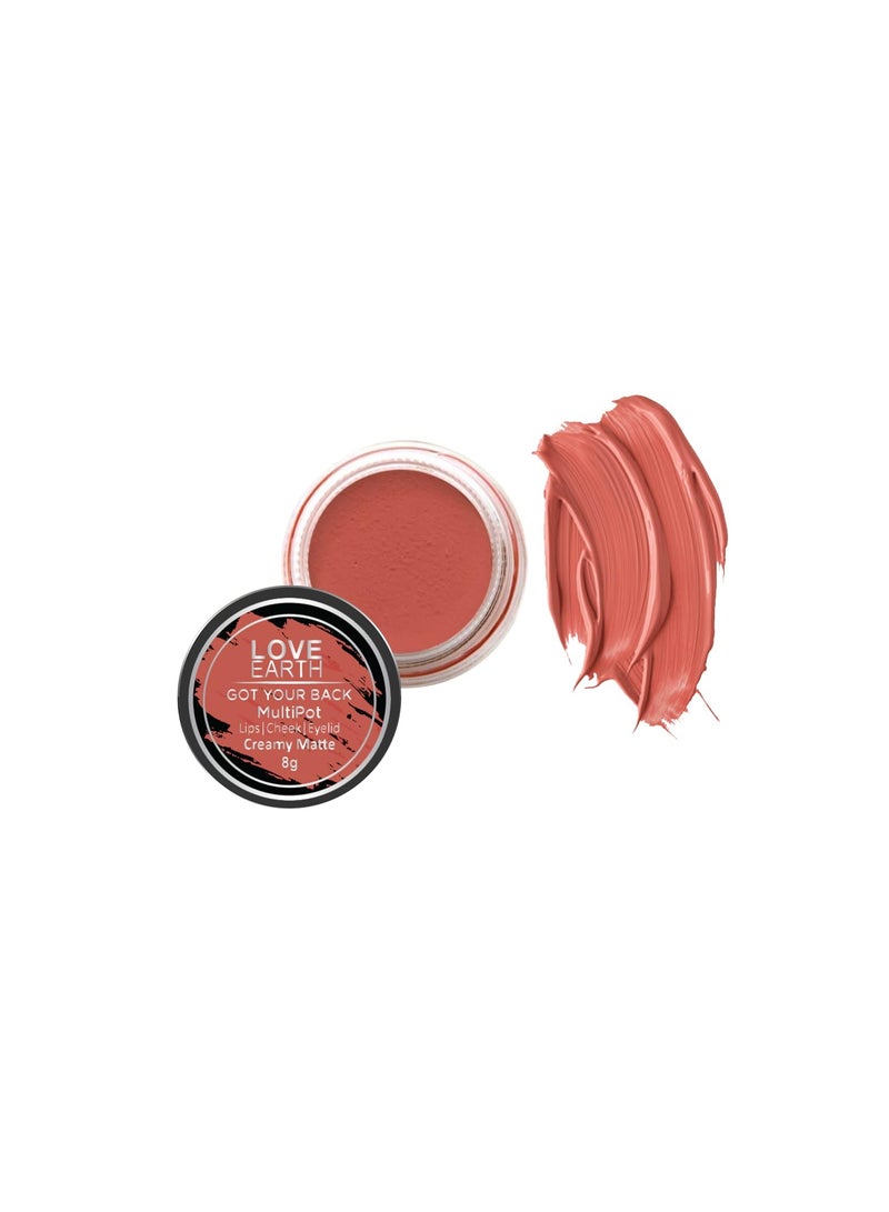 Love Earth Lip Tint & Cheek Tint Multipot-Got Your Back With Richness Of Essential Oils And Vitamin E For Lips, Eyelids & Cheeks, Matte Finish - Coral - Image 1