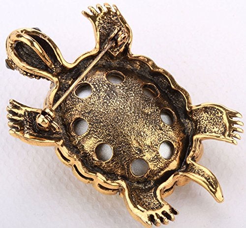 YACQ Women's Big Turtle Pin Brooch + Pendant 2 in 1 - Scarf Holders - Lead & Nickle Free - (2-1/4 x 1-1/2) Inches - Halloween Costume Jewelry Accessories (Green) - Image 2