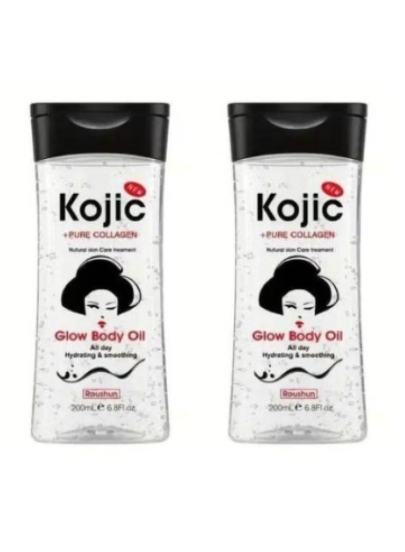 ROUSHUN KOJIC + PURE COLLAGEN SKIN GLOW BODY OIL 200ml +200ml 2PCS - Image 1