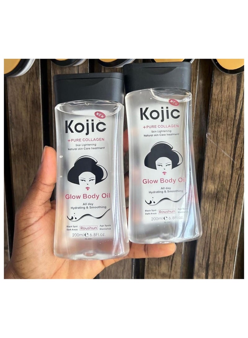 ROUSHUN KOJIC + PURE COLLAGEN SKIN GLOW BODY OIL 200ml +200ml 2PCS - Image 2
