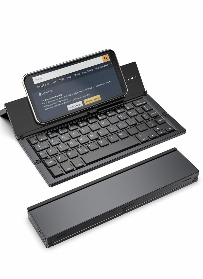 Excefore - Foldable Keyboard Folding Bluetooth Keyboard, Portable Aluminum Alloy Housing, for iPad, iPhone, Android Devices, and Windows Tablets, Laptops Smartphones - Image 1