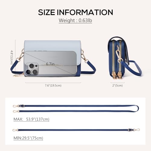 Roulens Small Crossbody Bag for Women,Cell Phone Purse Women's Shoulder Handbags Wallet Purse with Credit Card Slots - Image 5