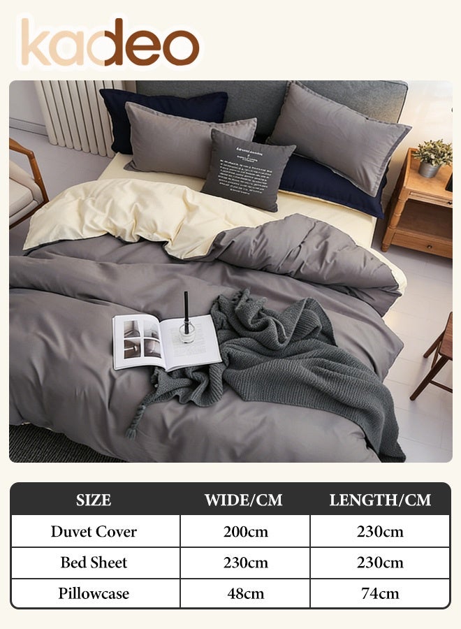 kadeo 4PCS Queen Comforter Set, Including Sheets, Duvet Cover and 2 Pillowcases Duvet Cover Set, AB Side Double Color All Season Soft and breathable Bedding Set 200*230CM - Image 2