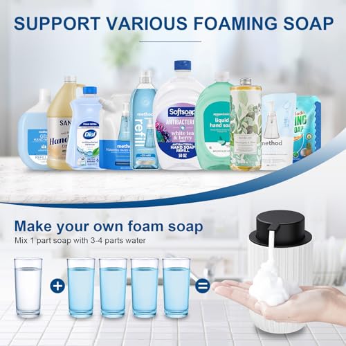 Dlirho Ceramic Foaming Soap Dispenser, 12 oz Bathroom Foam Hand Soap Dispenser, Refillable Lotion Soap Dispenser with Removable Pump for Kitchen Hand Wash Dispenser, Modern Home Decor (Speckled White) - Image 4