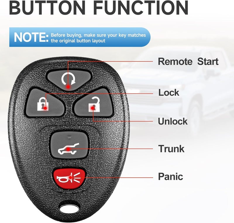 LYFUCESS Key Fob Replacement Fits for Chevy Traverse 2007-2016 Tahoe Suburban 2007-2014 GMC Yukon XL 2007-2013 Acadia 2007-2016 Buick Enclave 2007-2017 Cadillac Escalade 2007-2010 Keyless Entry Remote - Image 4