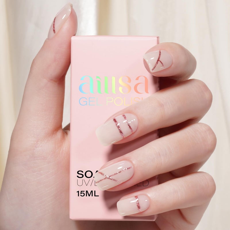 AILLSA Nude Gel Nail Polish Cloud Kiss Jelly Gel Polish Sheer Light Neutral Translucent Gel Polish Long Lasting Milky White Peach Color Soak Off U V Gel for French Manicure Nail Art at Home 0.51 Oz - Image 2