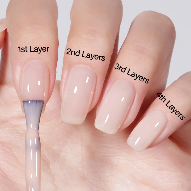 AILLSA Nude Gel Nail Polish Cloud Kiss Jelly Gel Polish Sheer Light Neutral Translucent Gel Polish Long Lasting Milky White Peach Color Soak Off U V Gel for French Manicure Nail Art at Home 0.51 Oz - Image 5