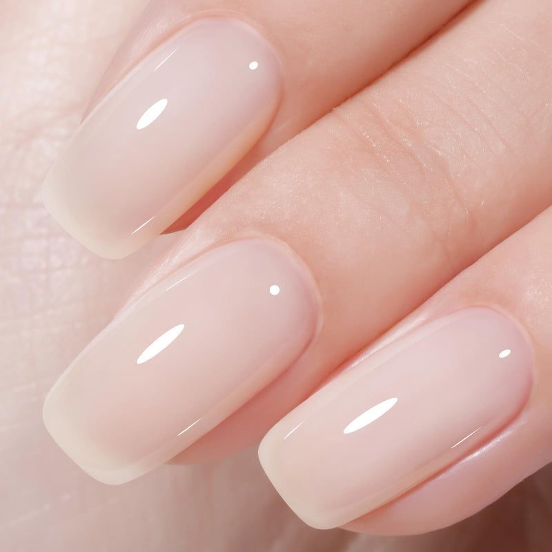 AILLSA Nude Gel Nail Polish Cloud Kiss Jelly Gel Polish Sheer Light Neutral Translucent Gel Polish Long Lasting Milky White Peach Color Soak Off U V Gel for French Manicure Nail Art at Home 0.51 Oz - Image 1