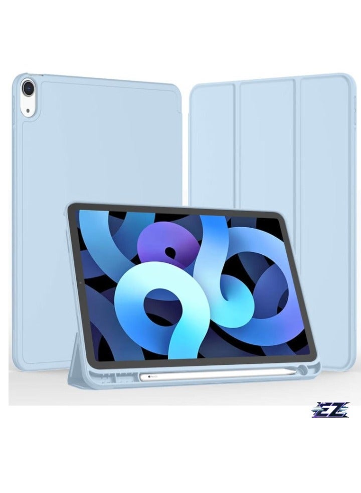 ELTRAZONE حافظة آيباد إير 11 بوصة M2 2024 – حافظة آيباد إير الجيل 5/4 2022/2020 10.9 بوصة مع حامل قلم، قاعدة ثلاثية الطي، حافظة ذكية – أزرق سماوي، متينة، خفيفة الوزن، وحماية كاملة - Image 2
