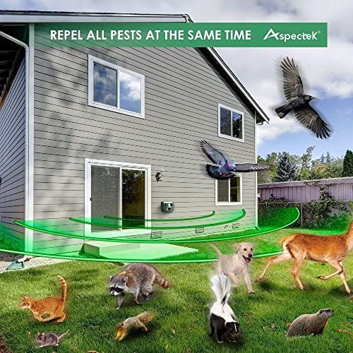 ASPECTEK Yard Sentinel Outdoor Ultrasonic Animal Repeller with Motion Sensor, Adjustable Volume, Waterproof, Extension Cord, Powerful Repel for Squirrel, Raccoon, Skunk, Rabbit, Fox, Deer, Etc - Image 4