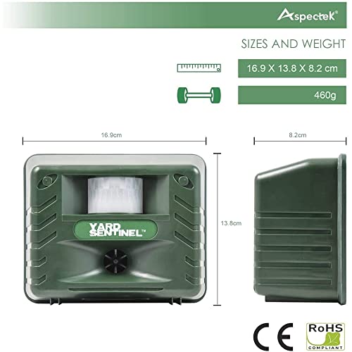 ASPECTEK Yard Sentinel Outdoor Ultrasonic Animal Repeller with Motion Sensor, Adjustable Volume, Waterproof, Extension Cord, Powerful Repel for Squirrel, Raccoon, Skunk, Rabbit, Fox, Deer, Etc - Image 5