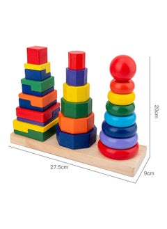 NIBEMINENT n1151 Wooden Geometric Colour Column Block Toy 3_years  - Image 2