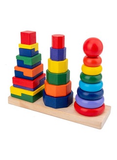 NIBEMINENT n1151 Wooden Geometric Colour Column Block Toy 3_years  - Image 1