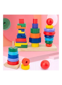 NIBEMINENT n1151 Wooden Geometric Colour Column Block Toy 3_years  - Image 4