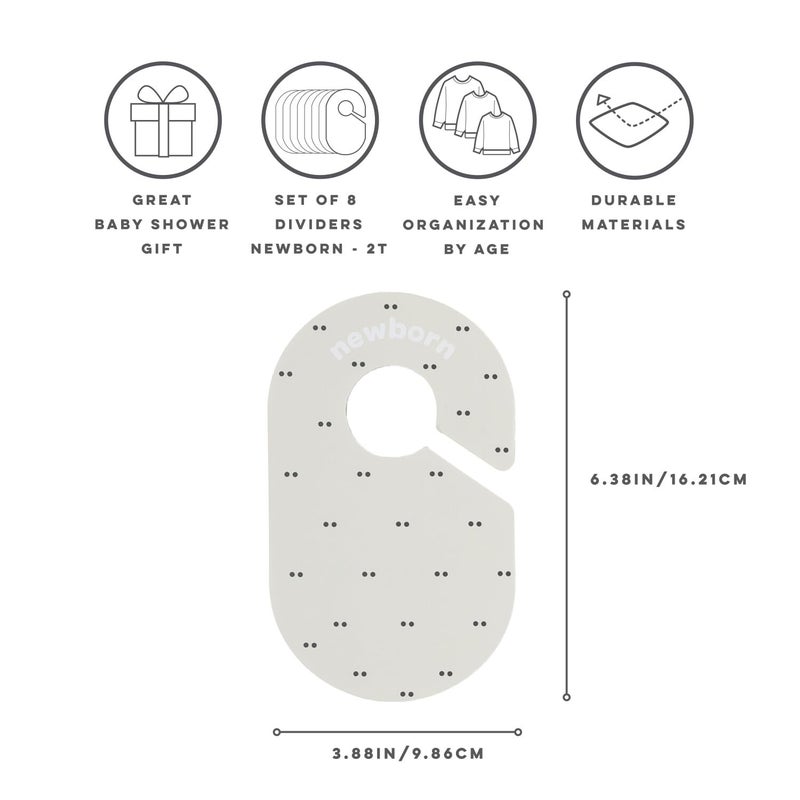 3 Sprouts Baby Closet Dividers 8-Piece Set Newborn to 2T - Double-Sided Organizer for Nursery Clothing Storage - Double Dot - Image 2
