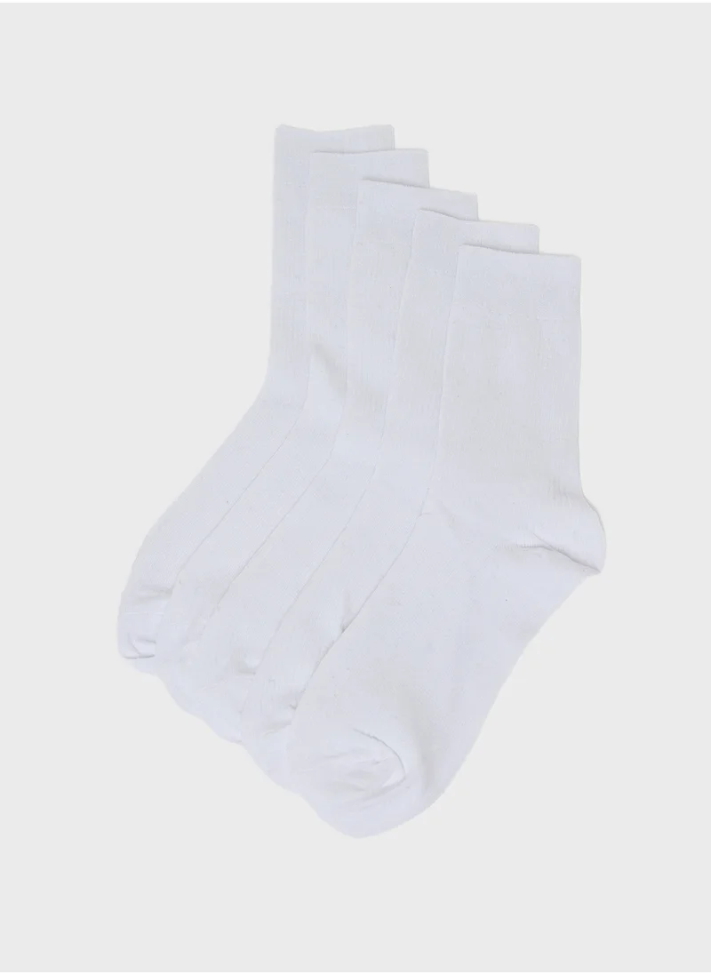 Seventy Five Basics Pack Of 5 Crew Length Socks