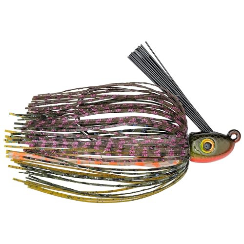 Strike King Hack Attack Heavy Cover Swim Jig Fishing Lure, Skirted Jig, Heavy Weed Guard, 5/0 Gamakatsu Extra-Strong Siwash Hook - Image 1