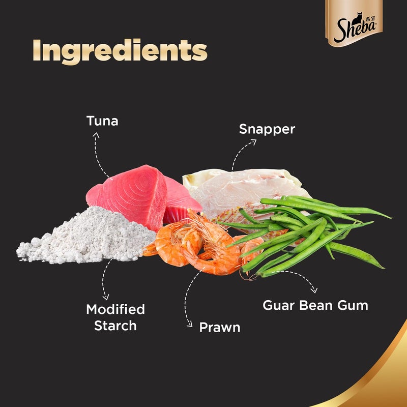Sheba طعام قطط شيفا البالغين ديلوكس بريميوم رطب، فيليه تونة و روبيان كامل في صلصة، 4 علب (4 × 85 جرام) - Image 3