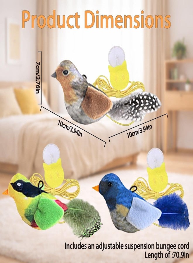 fernfern Interactive Hanging Bird Cat Toys, 3 Pack Plush Bird Cat Toy with Feather & Catnip, Movement-Activated Physical Sound, Adjustable Door Frame Self Play Toy for Indoor Cats - Image 4