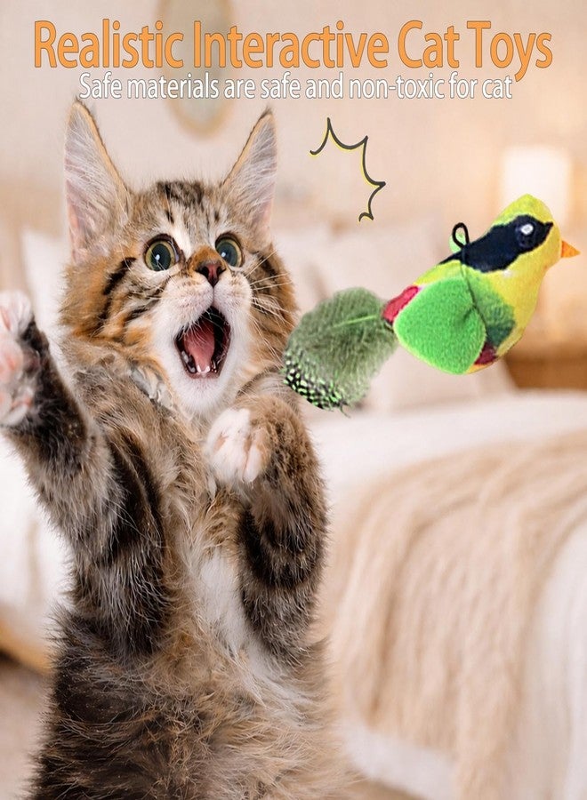 fernfern Interactive Hanging Bird Cat Toys, 3 Pack Plush Bird Cat Toy with Feather & Catnip, Movement-Activated Physical Sound, Adjustable Door Frame Self Play Toy for Indoor Cats - Image 2
