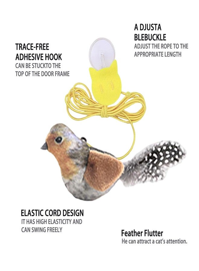 fernfern Interactive Hanging Bird Cat Toys, 3 Pack Plush Bird Cat Toy with Feather & Catnip, Movement-Activated Physical Sound, Adjustable Door Frame Self Play Toy for Indoor Cats - Image 5