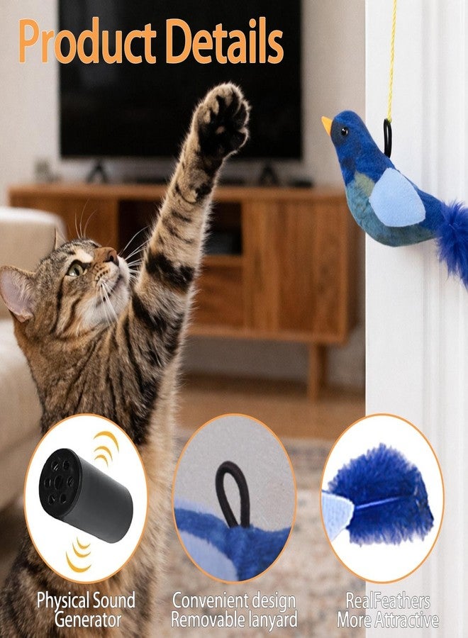 fernfern Interactive Hanging Bird Cat Toys, 3 Pack Plush Bird Cat Toy with Feather & Catnip, Movement-Activated Physical Sound, Adjustable Door Frame Self Play Toy for Indoor Cats - Image 3