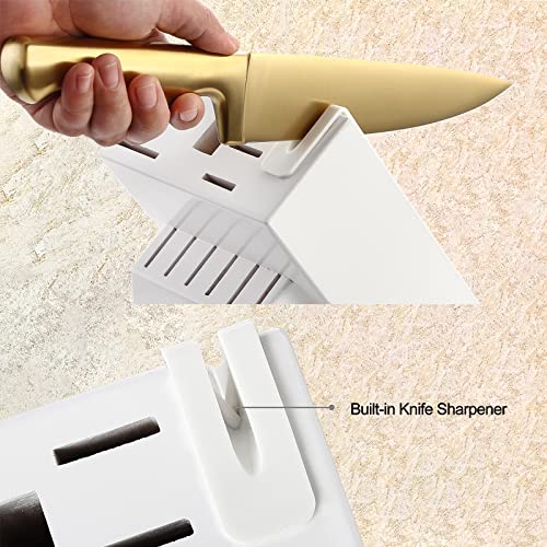 McCook® Knife Sets, Golden Titanium Stainless Steel Kitchen Knife Block Sets with Built-in Sharpener - Image 3
