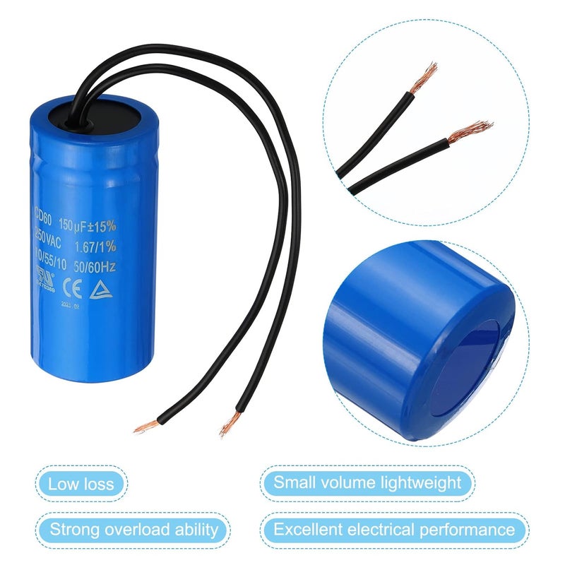 PATIKIL CD60 Run Capacitor, 150uF 250VAC 2 Wires 50/60Hz Motor Starting Capacitor for Air Compressor Motor Starts Running - Image 4