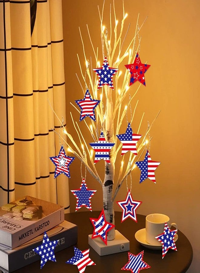 YKZFUI American Independence Day Hanging Ornaments Five-Pointed Star Decorations Red White Blue With Ropes USA Flag Tree Decoration Pendant for 4th of July Gift Holiday Party Supplies 12 - Image 2