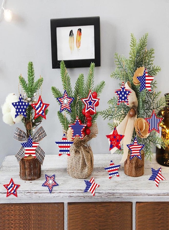 YKZFUI American Independence Day Hanging Ornaments Five-Pointed Star Decorations Red White Blue With Ropes USA Flag Tree Decoration Pendant for 4th of July Gift Holiday Party Supplies 12 - Image 3