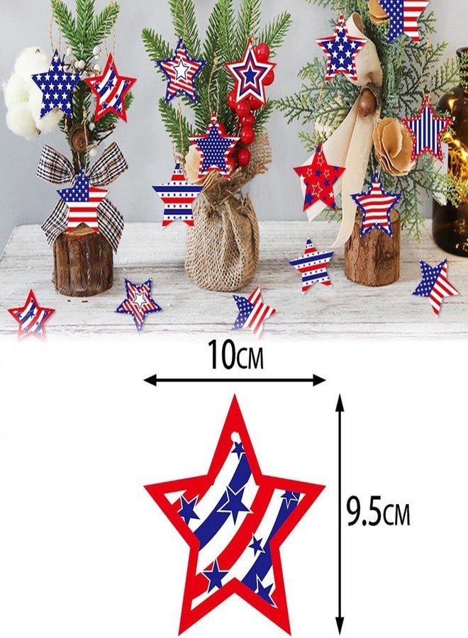 YKZFUI American Independence Day Hanging Ornaments Five-Pointed Star Decorations Red White Blue With Ropes USA Flag Tree Decoration Pendant for 4th of July Gift Holiday Party Supplies 12 - Image 5
