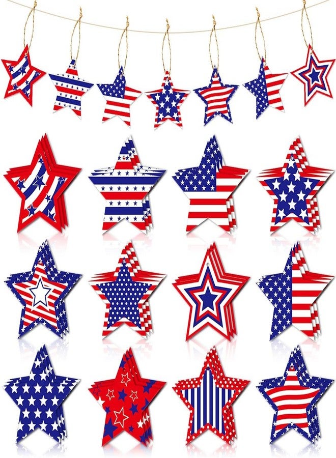 YKZFUI American Independence Day Hanging Ornaments Five-Pointed Star Decorations Red White Blue With Ropes USA Flag Tree Decoration Pendant for 4th of July Gift Holiday Party Supplies 12 - Image 1