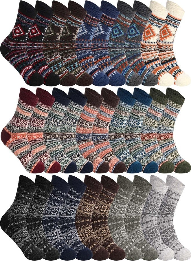 Vabean 30 Pairs Women's Wool Socks Thick Women Vintage Warm Comfortable Socks for Festival Gifts (Retro Pattern) - Image 1