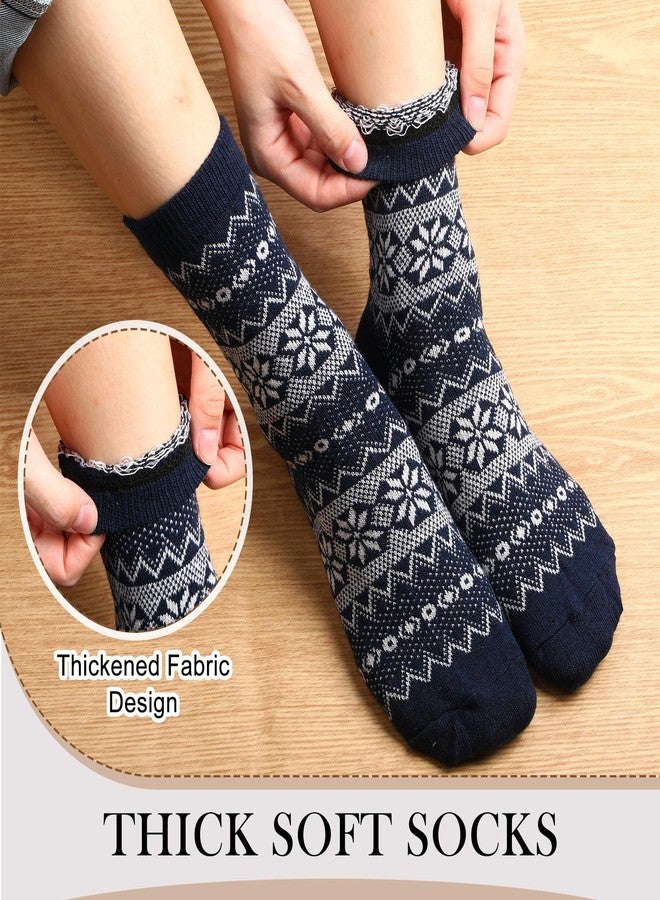 Vabean 30 Pairs Women's Wool Socks Thick Women Vintage Warm Comfortable Socks for Festival Gifts (Retro Pattern) - Image 4