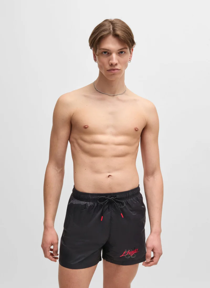 HUGO Fully lined swim shorts with stacked logo