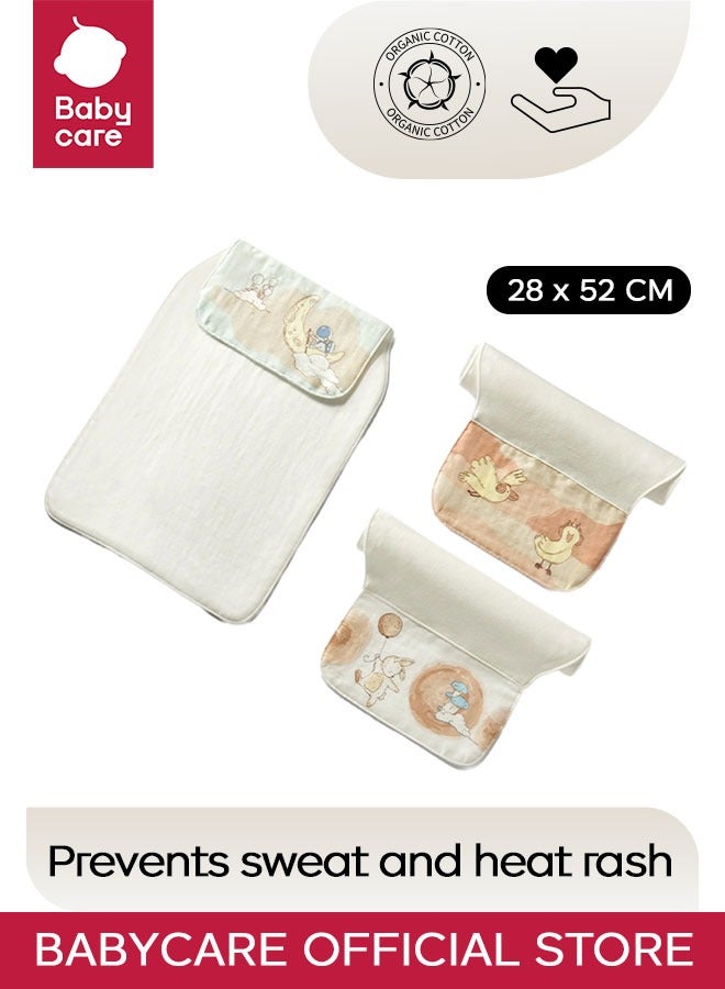 بيبي كير - منشفة ميسيا للعرق، بيضاء، 3 قطع، 28 × 52 سم، قطن ناعم، غير سام، منشفة ماصة، مناديل عرق للأطفال، منشفة متعددة الأغراض، خفيفة الوزن، سريعة الجفاف، مثالية للأطفال الرضع والأطفال الصغار - Image 1