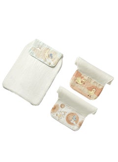 Babycare Babycare - Misia Bean Paste Sweat Towel, White, 3 Pieces, 28 x 52 cm, Soft Cotton, Non-Toxic, Absorbent Towel, Baby Sweat Wipe, Multipurpose Towel, Lightweight, Quick-Dry, Ideal for Babies and Toddlers  - Image 1