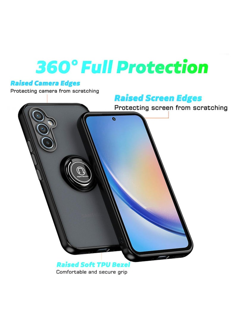 اليشمك سامسونج غالاكسي A55 5G الهاتف المحمول حالة الغطاء ، 360 درجة قوس الدورية خاتم + دعم المغناطيسي سيارة قوس + رقيقة جدا كمبيوتر و TPU الهاتف المحمول حالة صدمة - Image 4