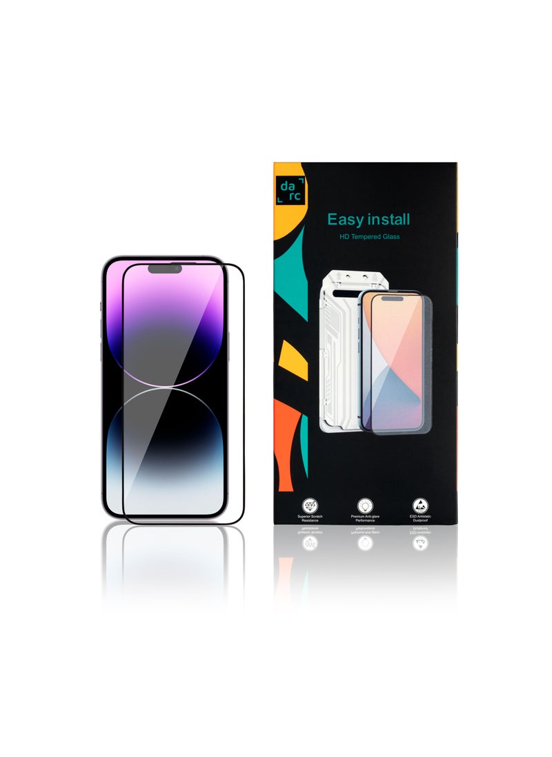 darc Clear Anti-Fingerprint Screen Protector with Easy-Install Tool for iPhone 15  - Image 1